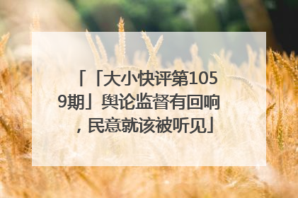 「大小快评第1059期」舆论监督有回响，民意就该被听见