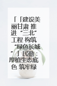 「建设美丽甘肃 推进“三北”工程 构筑“绿色长城”」民勤：厚植生态底色 筑牢绿色屏障