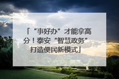 “事好办”才能拿高分！泰安“智慧政务”打造便民新模式