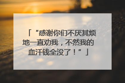 “感谢你们不厌其烦地一直劝我，不然我的血汗钱全没了！”
