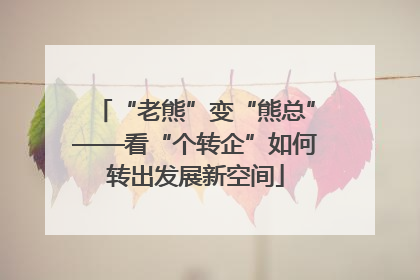 “老熊”变“熊总”——看“个转企”如何转出发展新空间