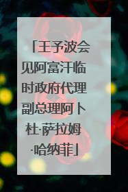 王予波会见阿富汗临时政府代理副总理阿卜杜·萨拉姆·哈纳菲