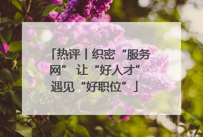 热评丨织密“服务网” 让“好人才”遇见“好职位”