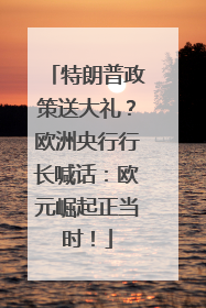 特朗普政策送大礼？欧洲央行行长喊话：欧元崛起正当时！