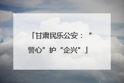 甘肃民乐公安：“警心”护“企兴”