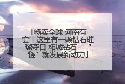 畅卖全球 河南有一套丨这里有一颗钻石璀璨夺目 柘城钻石：“链”就发展新动力