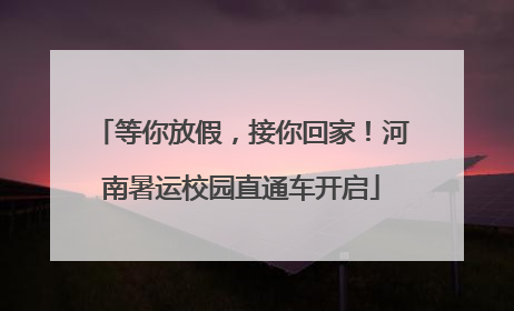 等你放假，接你回家！河南暑运校园直通车开启