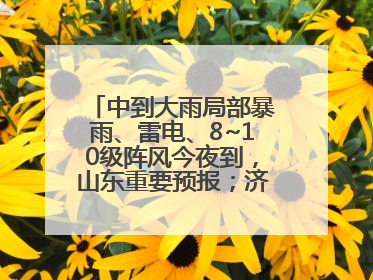 中到大雨局部暴雨、雷电、8~10级阵风今夜到，山东重要预报；济南连续2天有雨