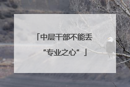 中层干部不能丢“专业之心”