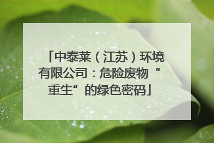 中泰莱（江苏）环境有限公司：危险废物“重生”的绿色密码