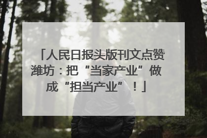 人民日报头版刊文点赞潍坊：把“当家产业”做成“担当产业”！