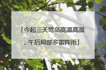 今起三天鹭岛高温高湿，午后局部多雷阵雨