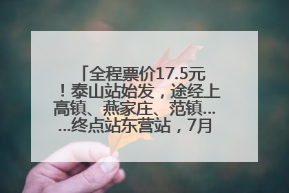 全程票价17.5元！泰山站始发，途经上高镇、燕家庄、范镇……终点站东营站，7月1日开通！