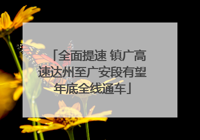 全面提速 镇广高速达州至广安段有望年底全线通车