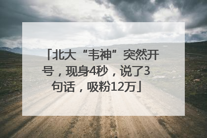 北大“韦神”突然开号，现身4秒，说了3句话，吸粉12万