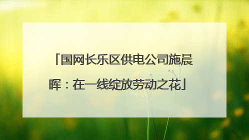 国网长乐区供电公司施晨晖：在一线绽放劳动之花