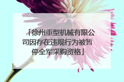 徐州重型机械有限公司因存在违规行为被暂停全军采购资格