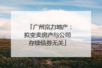 广州富力地产：拟变卖房产与公司存续债券无关