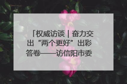 权威访谈｜奋力交出“两个更好”出彩答卷——访信阳市委书记蔡松涛