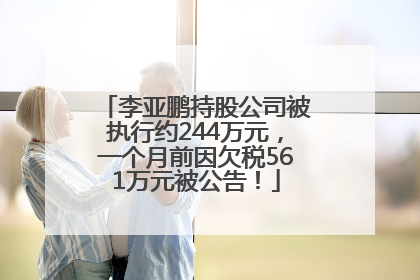 李亚鹏持股公司被执行约244万元，一个月前因欠税561万元被公告！