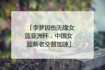 李梦因伤无缘女篮亚洲杯，中国女篮新老交替加速