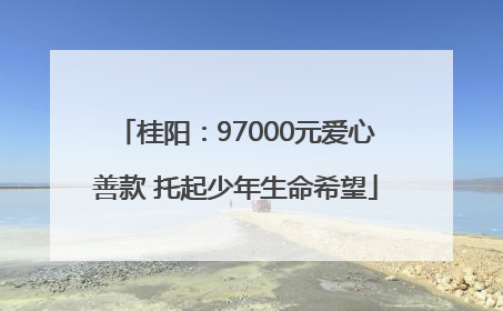 桂阳：97000元爱心善款 托起少年生命希望