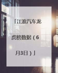 江淮汽车龙虎榜数据（6月3日）