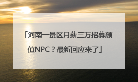 河南一景区月薪三万招募颜值NPC？最新回应来了