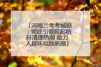 河南兰考考城镇：党建引领掀起秸秆清理热潮 助力人居环境焕新颜