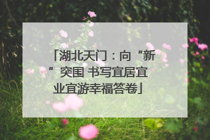 湖北天门：向“新”突围 书写宜居宜业宜游幸福答卷