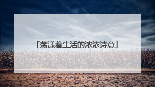 荡漾着生活的浓浓诗意