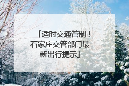 适时交通管制！石家庄交管部门最新出行提示