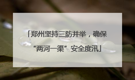 郑州坚持三防并举，确保“两河一渠”安全度汛