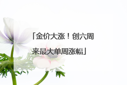 金价大涨！创六周来最大单周涨幅