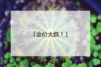 金价大跌！