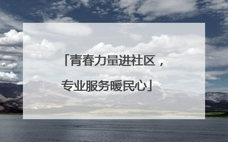 青春力量进社区，专业服务暖民心