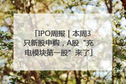 IPO周报｜本周3只新股申购，A股“充电模块第一股”来了
